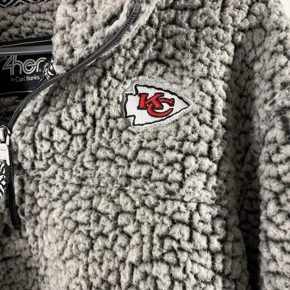 Kansas City Chiefs GIII‎ For Her By Carl Banks Sherpa 1/4 Zip Pullover Sz L
